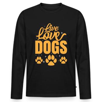 Life Love Dogs - orange - Men's Premium Organic Long Sleeve Shirt - black - Front - Nico (187cm)