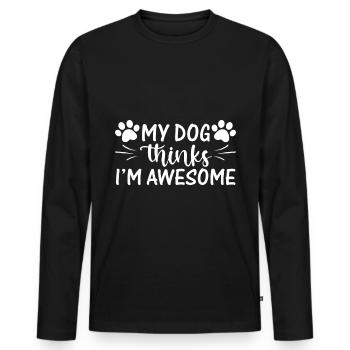 Mein Hund findet mich toll - Schwarz und Weiß - Männer Premium Bio Langarmshirt - Schwarz - Vorne - Nico (187cm)