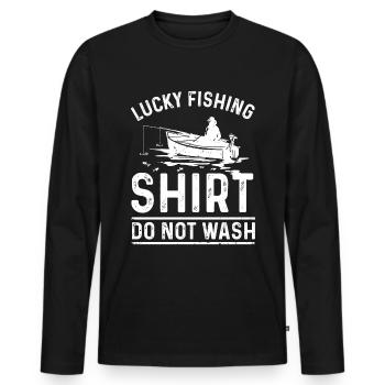 Happy fisherman's shirt Do not wash - Men's Premium Organic Long Sleeve Shirt - black - Front - Nico (187cm)