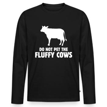 Do not pet the fluffy cows - - Men's Premium Organic Long Sleeve Shirt - black - Front - Nico (187cm)