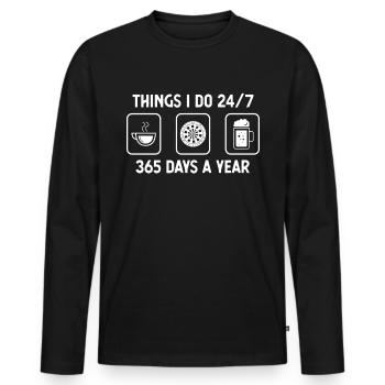 Ce que je fais 24 heures sur 24, 7 jours sur 7, 365 jours par an - Bière - - T-shirt manches longues Premium bio Homme - noir - Devant - Nico (187cm)