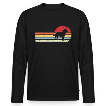 Sonne und Retro-Linien - Hund - - Männer Premium Bio Langarmshirt - Schwarz - Vorne - Nico (187cm)