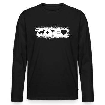 Grunge Rectangle - Coeur - Vin - Chien - - T-shirt manches longues Premium bio Homme - noir - Devant - Nico (187cm)