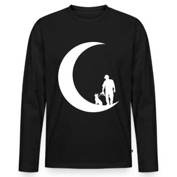 Croissant de Lune - Homme avec chien - - T-shirt manches longues Premium bio Homme - noir - Devant - Nico (187cm)