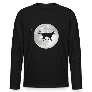 Pleine Lune - Chat - - T-shirt manches longues Premium bio Homme - noir - Devant - Nico (187cm)