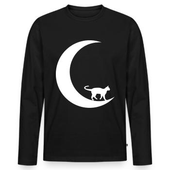 Croissant de Lune - Chat - - T-shirt manches longues Premium bio Homme - noir - Devant - Nico (187cm)