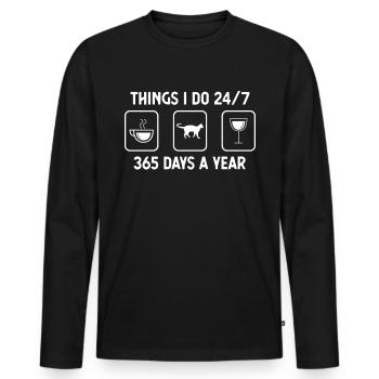 I think I do 24-7 365 days a year - wine - - Men's Premium Organic Long Sleeve Shirt - black - Front - Nico (187cm)