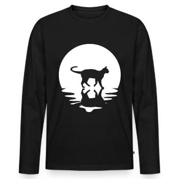 Circle and reflection - Cat - - Men's Premium Organic Long Sleeve Shirt - black - Front - Nico (187cm)