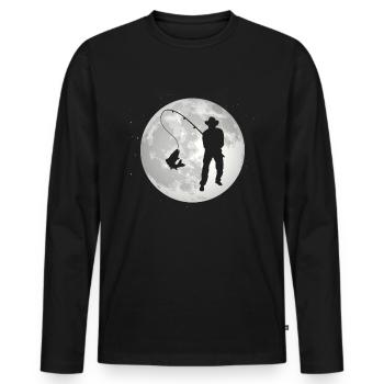 Pleine Lune - Pêche - - T-shirt manches longues Premium bio Homme - noir - Devant - Nico (187cm)