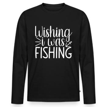 J’aimerais pêcher - (2) - T-shirt manches longues Premium bio Homme - noir - Devant - Nico (187cm)