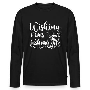 J’aimerais pêcher 1 - (2) - T-shirt manches longues Premium bio Homme - noir - Devant - Nico (187cm)