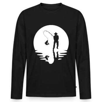 Cercle et réflexion - Pêche - - T-shirt manches longues Premium bio Homme - noir - Devant - Nico (187cm)