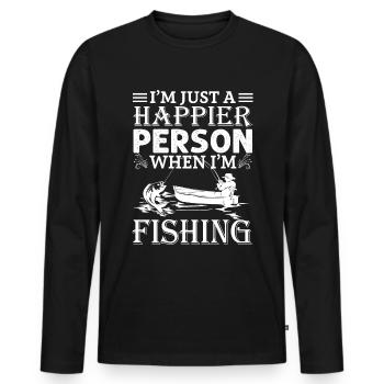 Je suis juste une personne plus heureuse quand je - T-shirt manches longues Premium bio Homme - noir - Devant - Nico (187cm)