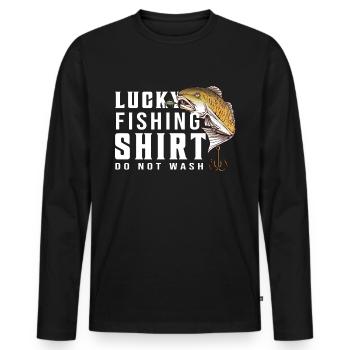 Ne lavez pas la chemise Lucky Fisher - (2) - T-shirt manches longues Premium bio Homme - noir - Devant - Nico (187cm)