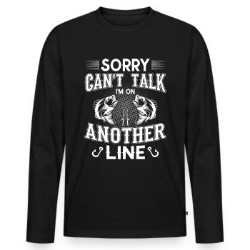 Sorry Can't Talk I'm On Another Line - (2) - Men's Premium Organic Long Sleeve Shirt - black - Front - Nico (187cm)
