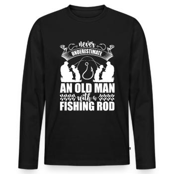 Ne sous-estimez jamais un vieil homme - T-shirt manches longues Premium bio Homme - noir - Devant - Nico (187cm)