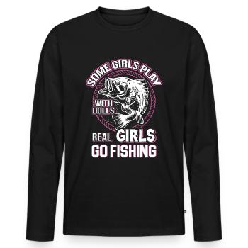 Some girls play with dolls Real girls - Men's Premium Organic Long Sleeve Shirt - black - Front - Nico (187cm)