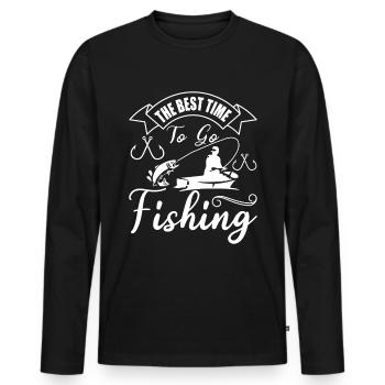Le meilleur moment pour pêcher 1 - - T-shirt manches longues Premium bio Homme - noir - Devant - Nico (187cm)