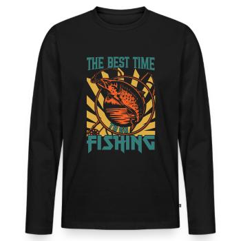 Le meilleur moment pour pêcher 2 - - T-shirt manches longues Premium bio Homme - noir - Devant - Nico (187cm)