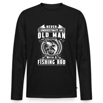 Ne sous-estimez jamais un vieil homme avec un - T-shirt manches longues Premium bio Homme - noir - Devant - Nico (187cm)