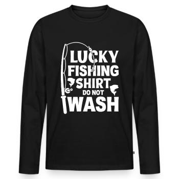 Ne lavez pas la chemise de pêcheur chanceux 6 - - T-shirt manches longues Premium bio Homme - noir - Devant - Nico (187cm)