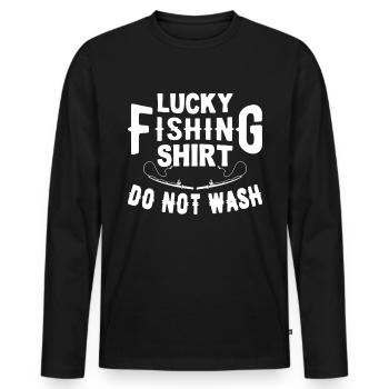 Do not wash lucky fishing shirt 10 - - Men's Premium Organic Long Sleeve Shirt - black - Front - Nico (187cm)