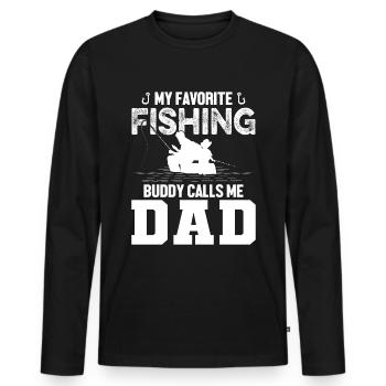 Mon compagnon de pêche préféré m’appelle Papa 1 - - T-shirt manches longues Premium bio Homme - noir - Devant - Nico (187cm)