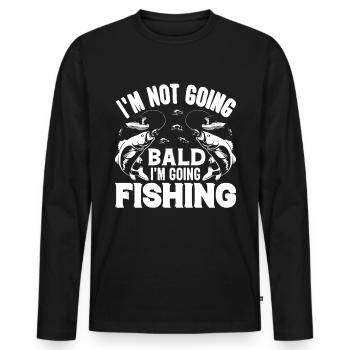 Je ne deviens pas chauve, je vais à la pêche - - T-shirt manches longues Premium bio Homme - noir - Devant - Nico (187cm)