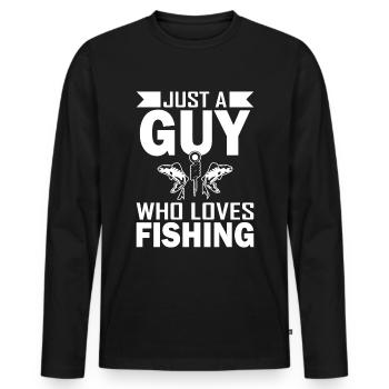 Juste un gars qui aime pêcher 2 - - T-shirt manches longues Premium bio Homme - noir - Devant - Nico (187cm)
