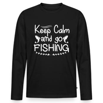 Keep Calm And Go Fishing 1 - - Men's Premium Organic Long Sleeve Shirt - black - Front - Nico (187cm)