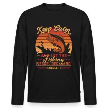 Keep Calm And Let The Fishing - - Men's Premium Organic Long Sleeve Shirt - black - Front - Nico (187cm)