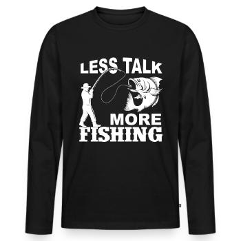 Moins de discussions, plus de pêche - - T-shirt manches longues Premium bio Homme - noir - Devant - Nico (187cm)