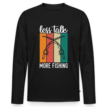 Moins de bavardages, plus de pêche 1 - - T-shirt manches longues Premium bio Homme - noir - Devant - Nico (187cm)