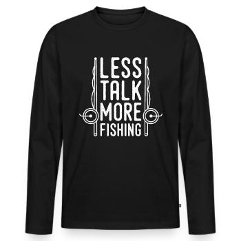 Moins de discussions, plus de pêche 2 - - T-shirt manches longues Premium bio Homme - noir - Devant - Nico (187cm)