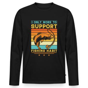 Ich arbeite nur, um meine Angelgewohnheiten zu unt - Männer Premium Bio Langarmshirt - Schwarz - Vorne - Nico (187cm)
