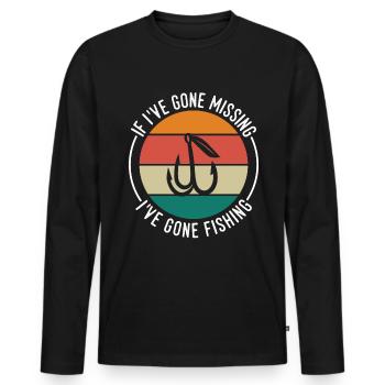 Quand j’ai disparu, je suis allé pêcher - T-shirt manches longues Premium bio Homme - noir - Devant - Nico (187cm)