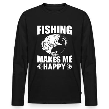 Angeln macht mich glücklich 7 - - Männer Premium Bio Langarmshirt - Schwarz - Vorne - Nico (187cm)