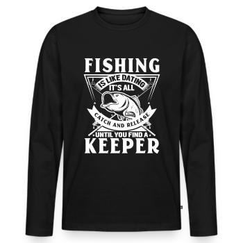 La pêche, c’est comme sortir avec quelqu’un : attraper et relâcher jusqu’à - T-shirt manches longues Premium bio Homme - noir - Devant - Nico (187cm)
