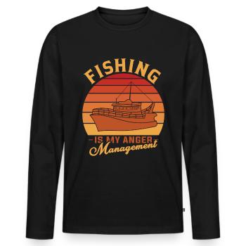 Fishing is my anger management 1 - - Men's Premium Organic Long Sleeve Shirt - black - Front - Nico (187cm)