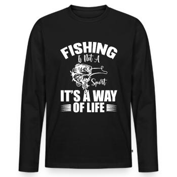 La pêche n’est pas un sport, mais un mode de vie - T-shirt manches longues Premium bio Homme - noir - Devant - Nico (187cm)