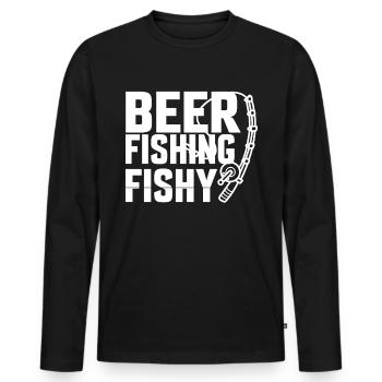 Bier Angeln Fischig - - Männer Premium Bio Langarmshirt - Schwarz - Vorne - Nico (187cm)