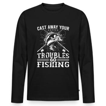 Throw away your worries and go fishing - - Men's Premium Organic Long Sleeve Shirt - black - Front - Nico (187cm)