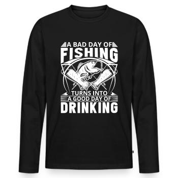 A bad day fishing leads to a good - Men's Premium Organic Long Sleeve Shirt - black - Front - Nico (187cm)