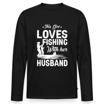 Dieses Mädchen liebt das Angeln mit ihrem Ehemann - Männer Premium Bio Langarmshirt - Schwarz - Vorne - Nico (187cm)
