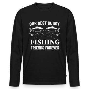 Our best buddy fishing friends forever - - Men's Premium Organic Long Sleeve Shirt - black - Front - Nico (187cm)