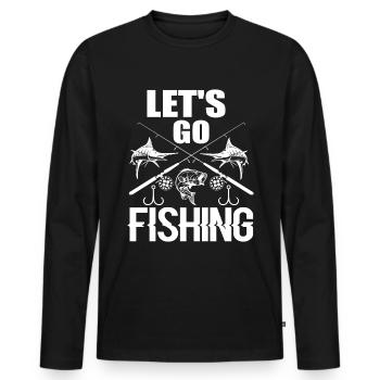 Allons à la pêche - - T-shirt manches longues Premium bio Homme - noir - Devant - Nico (187cm)