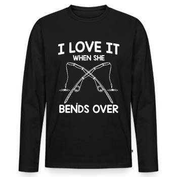 J’adore quand elle se penche - - T-shirt manches longues Premium bio Homme - noir - Devant - Nico (187cm)