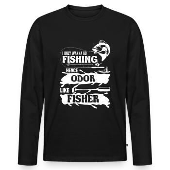 Je veux juste pêcher donc je sens comme un poisson - T-shirt manches longues Premium bio Homme - noir - Devant - Nico (187cm)