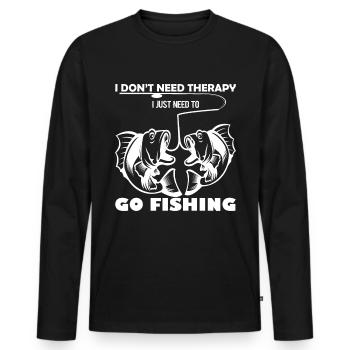 Ich brauche keine Therapie, ich muss nur angeln ge - Männer Premium Bio Langarmshirt - Schwarz - Vorne - Nico (187cm)