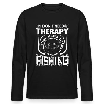 Ich brauche keine Therapie, ich muss nur angeln ge - Männer Premium Bio Langarmshirt - Schwarz - Vorne - Nico (187cm)